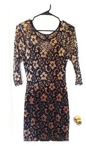 Black lace tan dress